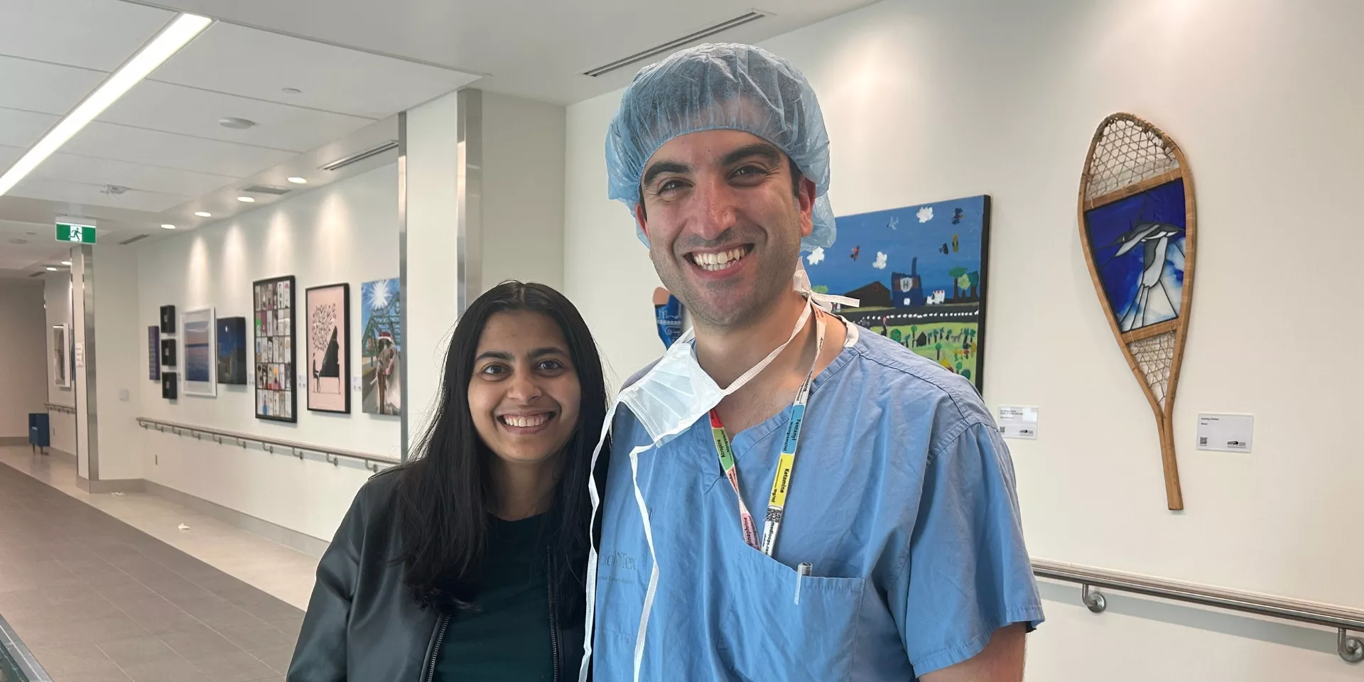 Urooj Siddiqui and anesthesiologist Dr. Joobin Sattar Urooj Siddiqui and anesthesiologist Dr. Joobin Sattar smiling in the hospital