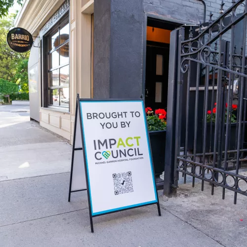 Thanks to the Impact Council for organizing East End Eats Impact Council signage outside Barrio Cerveceria