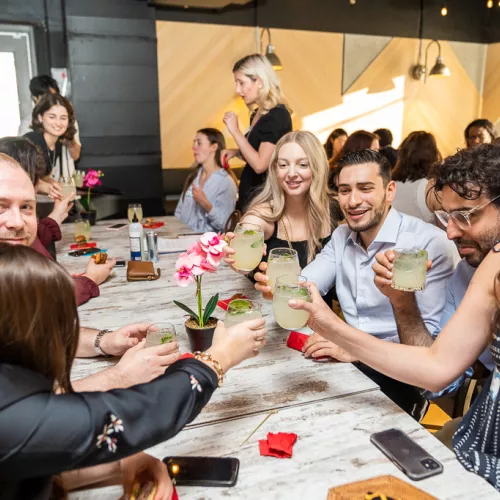 Raising a glass at Barrio Cerveceria Guests at Barrio Cerveceria