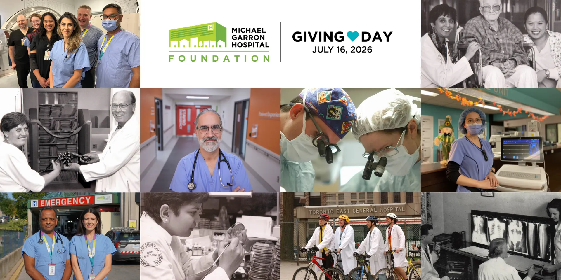 A collage of historic hospital images