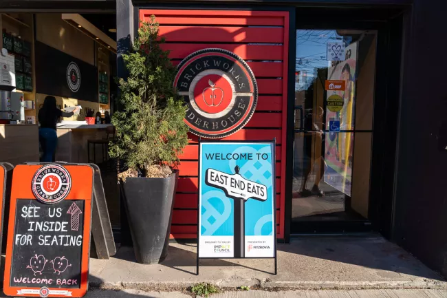East End Eats signage outside of Brickworks Ciderhouse
