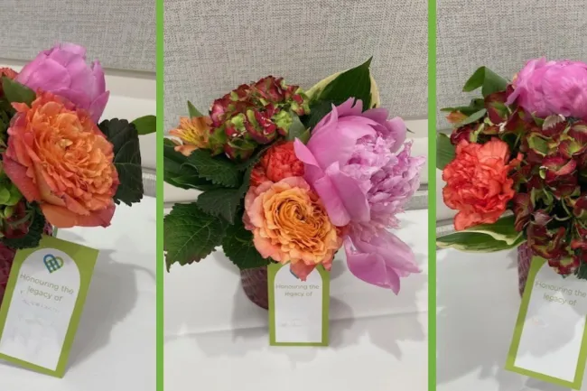 Three bouquets created for a remembrance event 